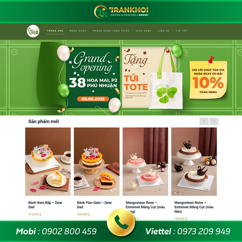 website tiệm bánh ngọt